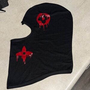 Black Balaclava with Red Graphic Design